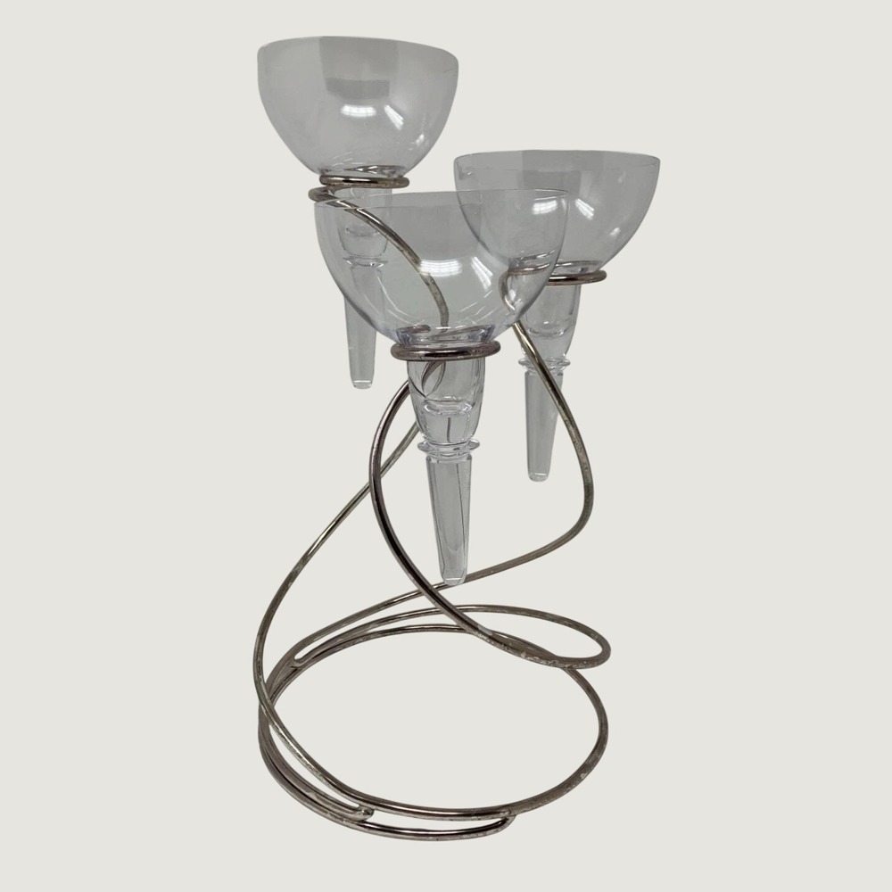 Vintage Rosenthal Laura Studio Line Candle Holder‎ Chrome Silver Spiral & Glass